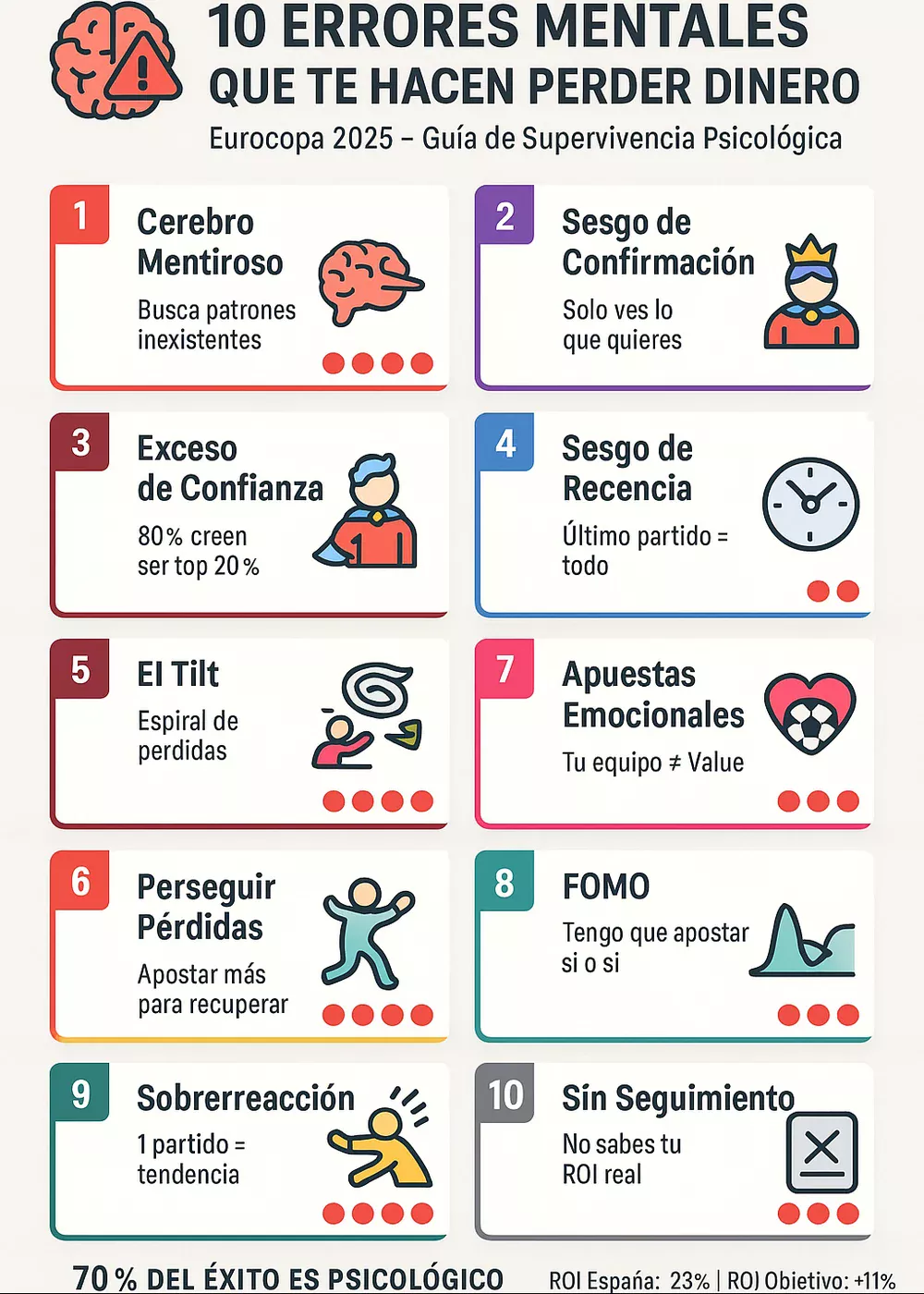 Infograf&iacute;a completa de los 10 errores mentales que te hacen perder dinero en apuestas de la Eurocopa 2025