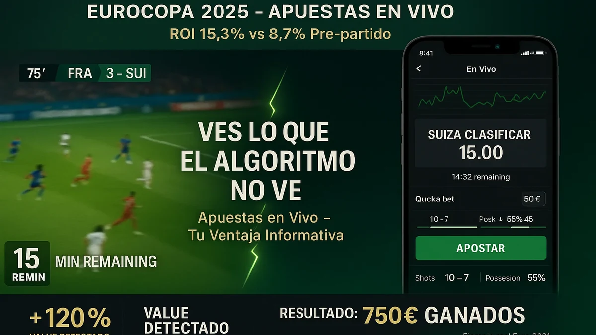 Apuestas en vivo Eurocopa 2025: ventaja informativa viendo el partido vs algoritmo de la casa de apuestas