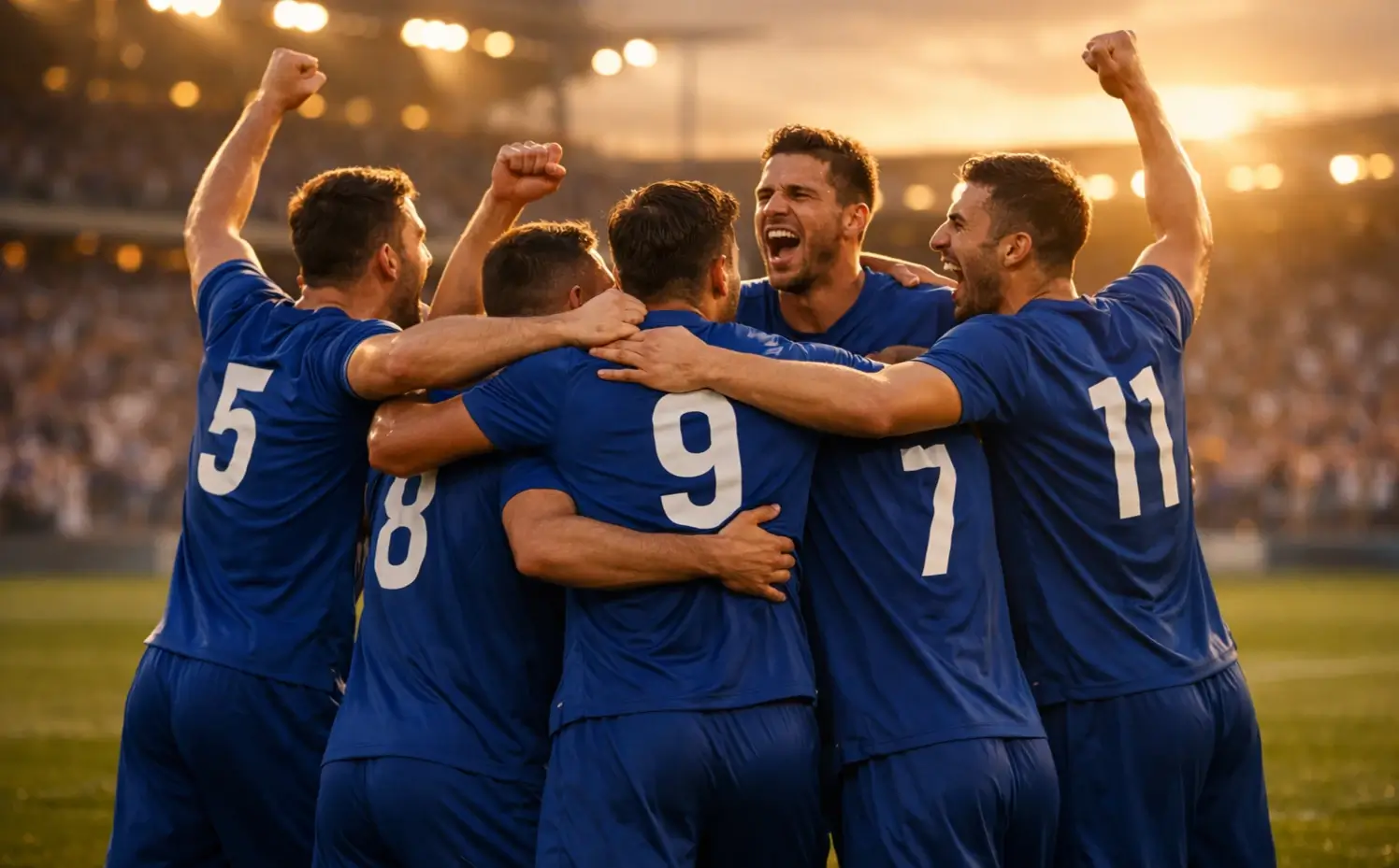 Jugadores de la selección francesa de fútbol celebrando en el campo