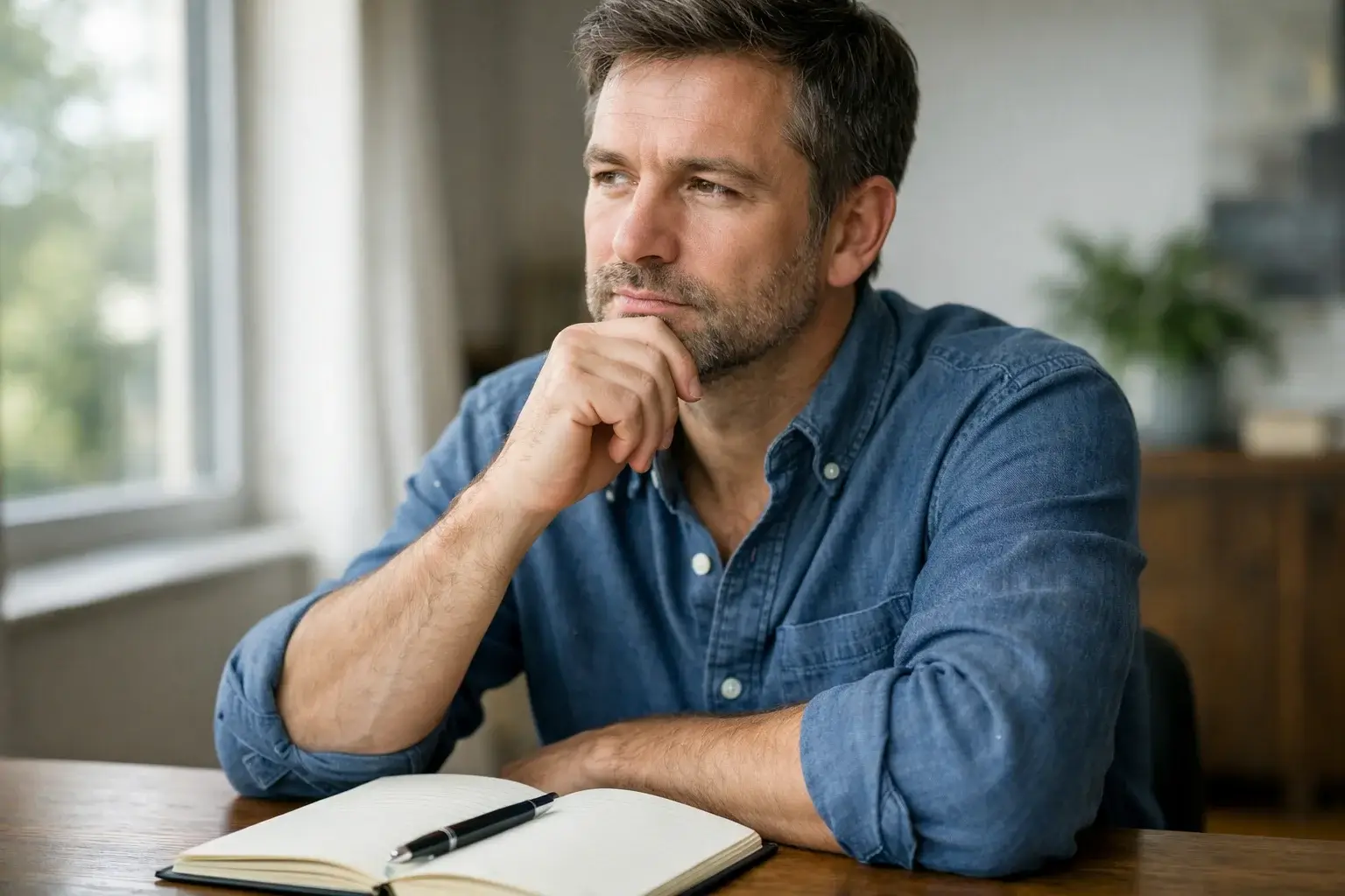 Persona reflexionando antes de tomar una decisión de apuesta