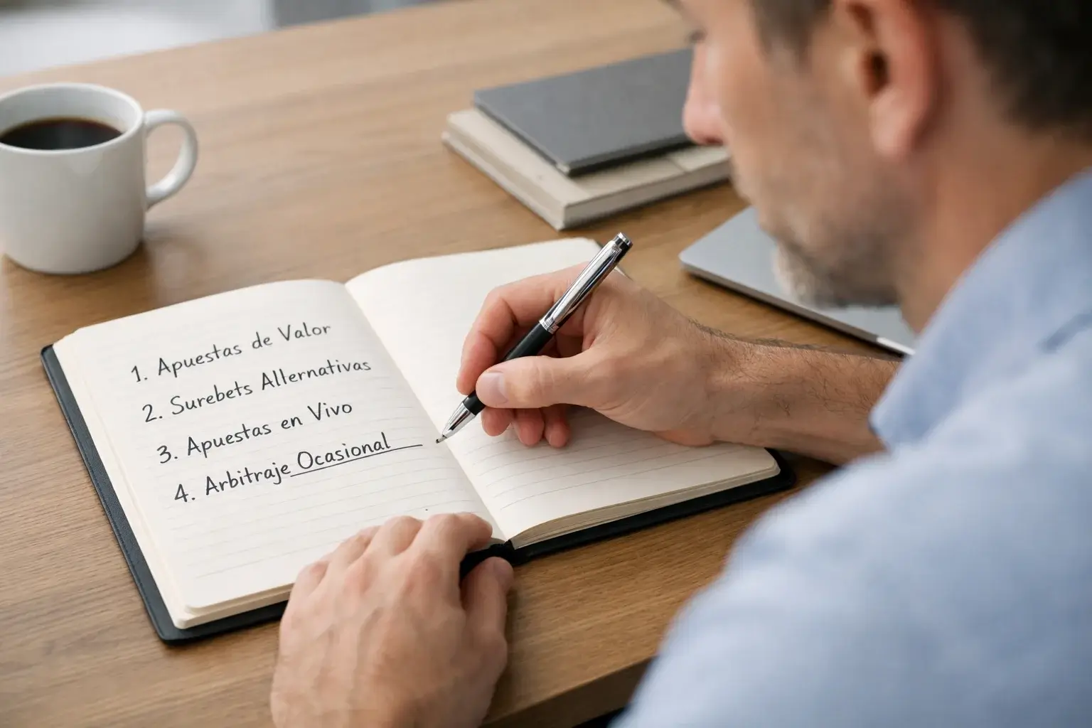 Persona planificando estrategias de apuestas con notas y documentos