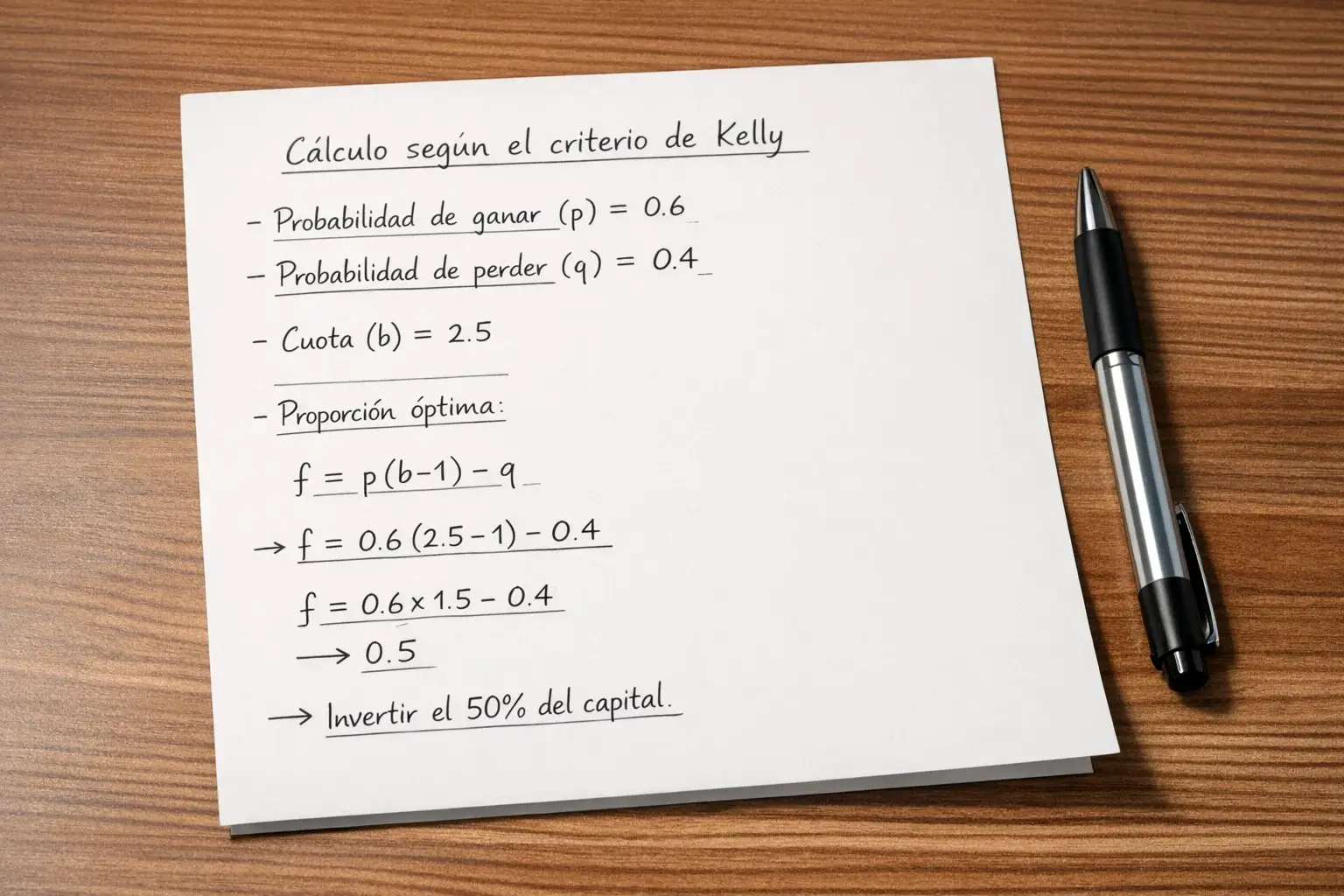 Hoja de papel con f&oacute;rmulas matem&aacute;ticas y ejemplos de c&aacute;lculo