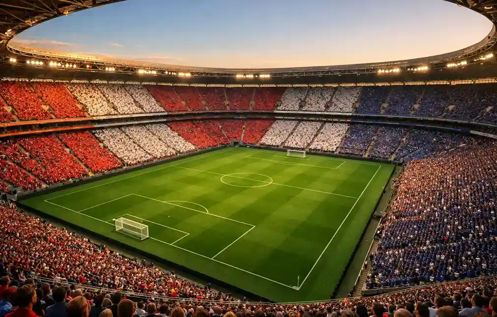 Estadio lleno de aficionados durante un partido de fase de grupos de la Eurocopa