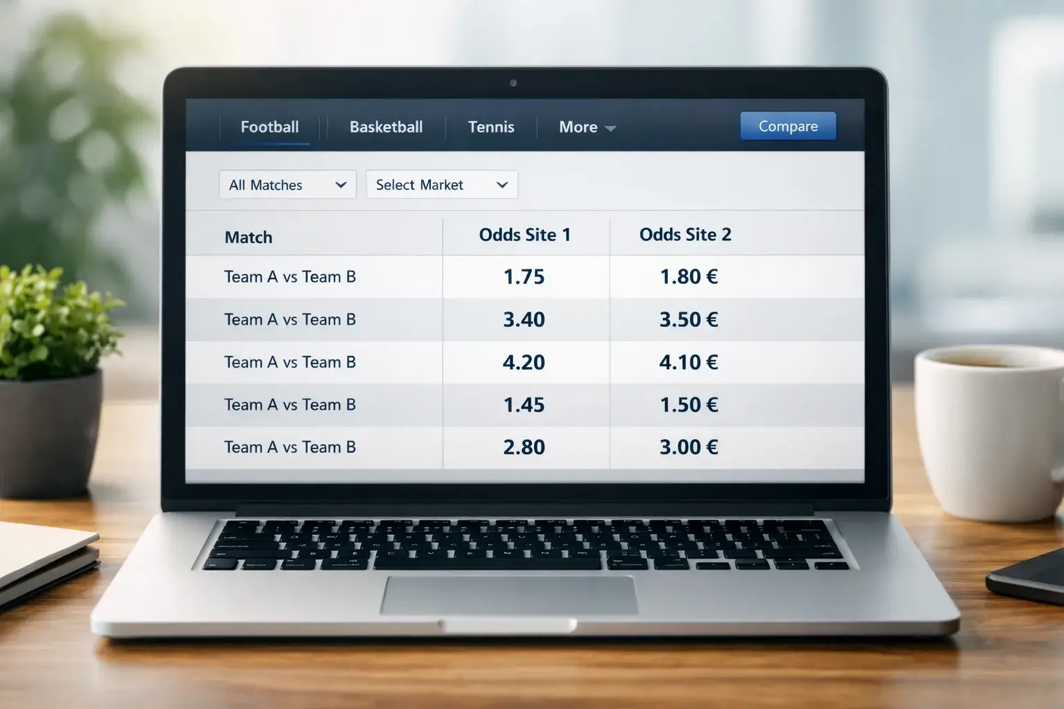 Pantalla mostrando comparativa de cuotas entre casa tradicional y exchange