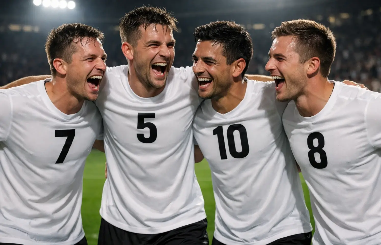 Jugadores de la selección alemana de fútbol con la camiseta blanca celebrando