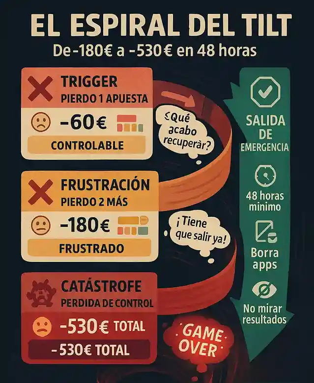 Espiral del tilt en apuestas: de 180 euros a 530 euros perdidos en 48 horas por p&eacute;rdida de control emocional