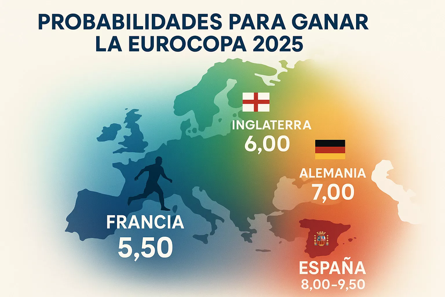 Gráfico circular con probabilidades de cada equipo de ganar la Eurocopa