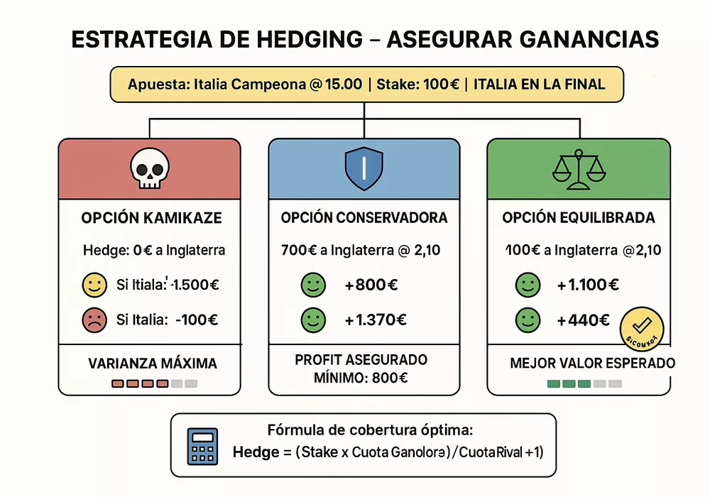 Tres opciones de hedging para asegurar ganancias en apuestas de la Eurocopa 2025